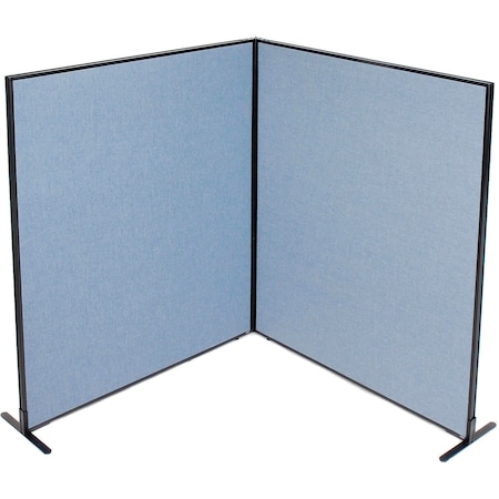 Interion By Global Industrial Interion Freestanding 2-Panel Corner Room Divider, 60-1/4inW x 72inH Panels, Blue 695108BL